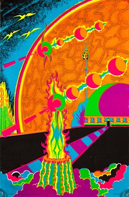 Lot 52 - BLACKLIGHT POSTERS - FIVE ORIGINAL 1970S DESIGNS INC VELVA PRINTS.