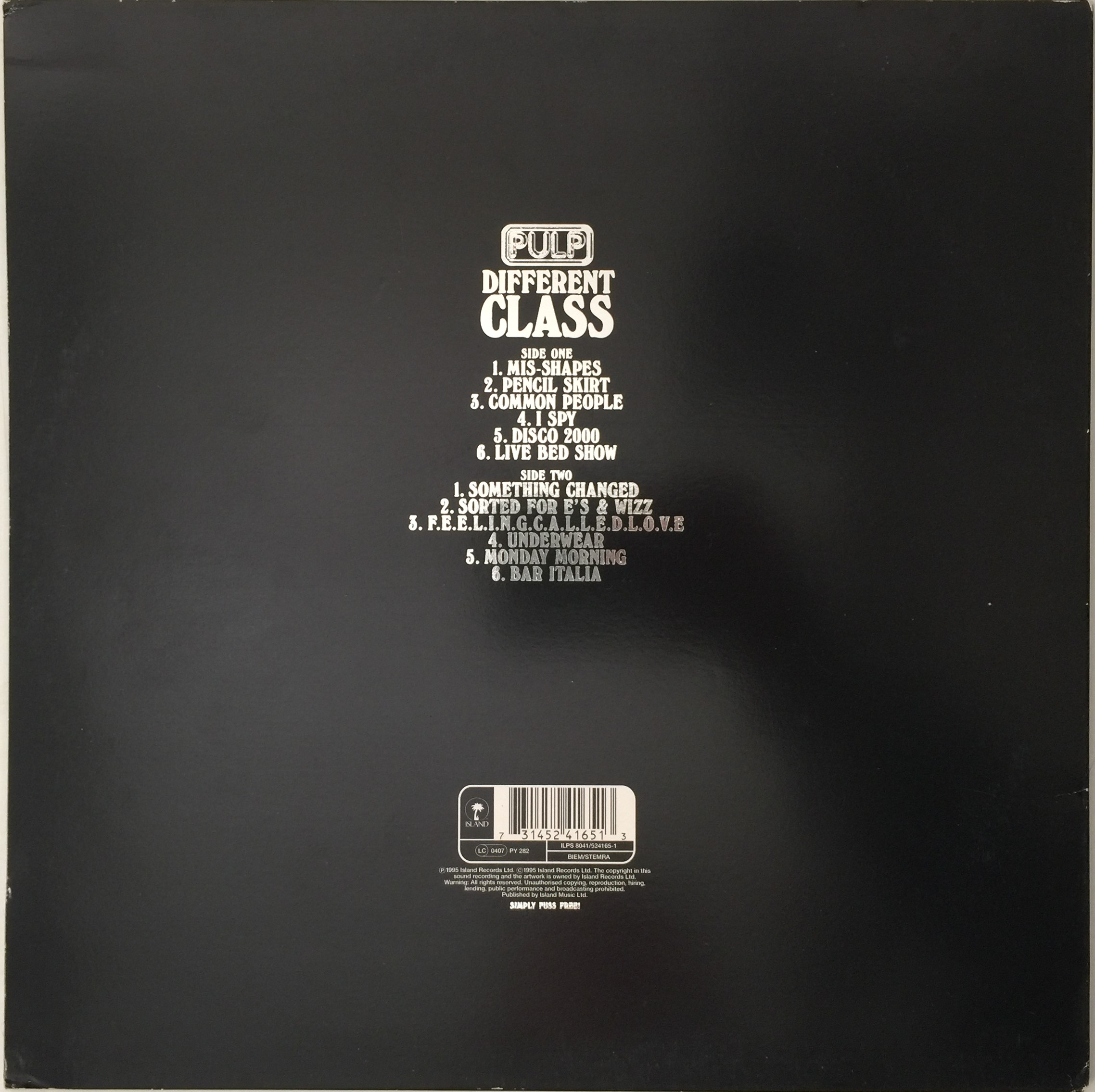 Lot 55 - PULP - DIFFERENT CLASS LP (ILPS8041)