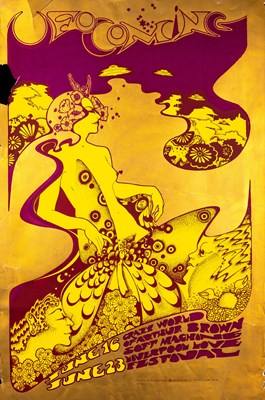 Lot 72 - BRITISH PSYCH - HAPSHASH AND THE COLOURED COAT POSTER - UFO COMING - ARTHUR BROWN / SOFT MACHINE, 1967.