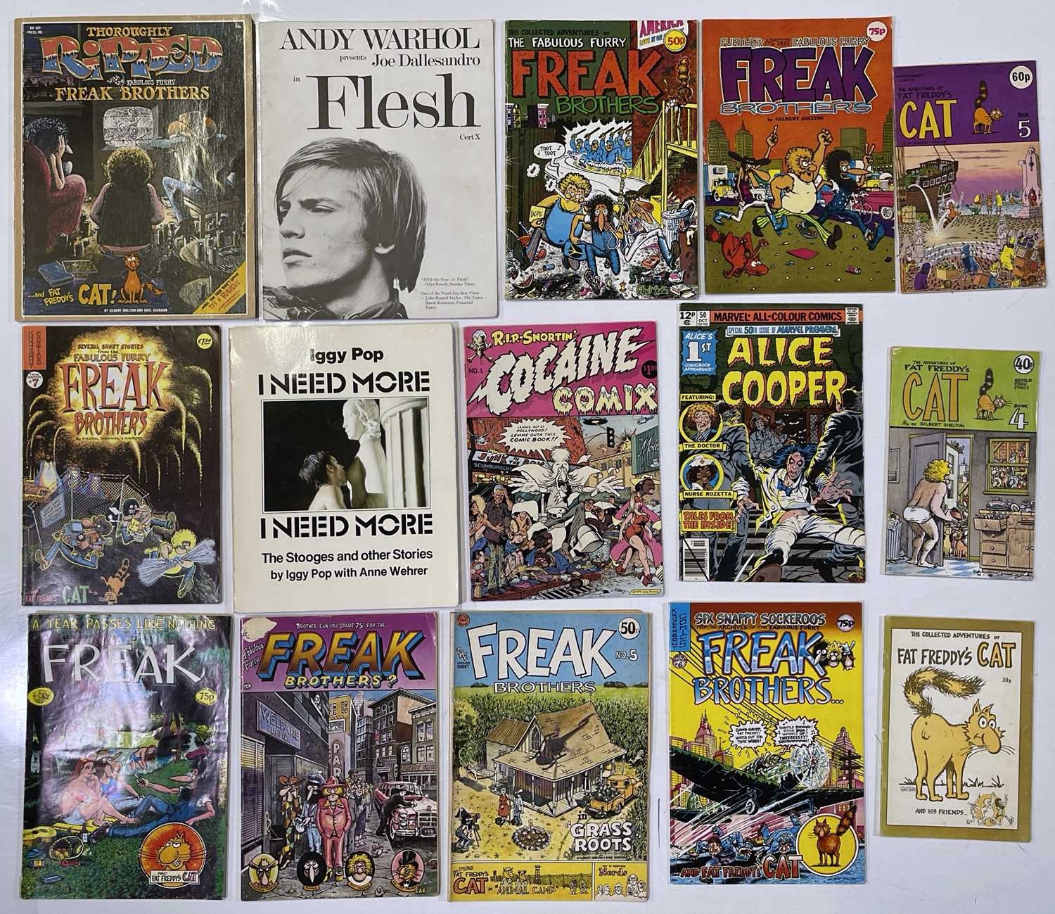 Lot 82 - COUNTER CULTURE MAGAZINES - FABULOUS FURRY FREAKS, WARHOL 'FLESH' PRESS BOOK AND MORE.