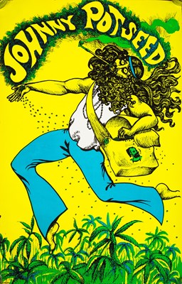 Lot 116 - MARIJUANA - VINTAGE AND RARE BLACKLIGHT POSTER 1969 - JOHNNY POT SEED.