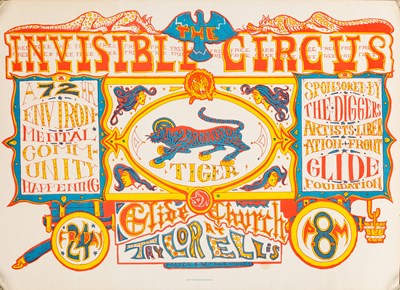 Lot 124 - WEST COAST PSYCHEDELIA - INVISIBLE CIRCUS / PSYCHEDELIC ART POSTER.