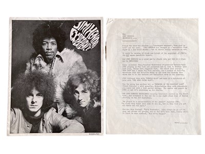 Lot 456 - JIMI HENDRIX EXPERIENCE 8 PAGE BIOGRAPHY AND...