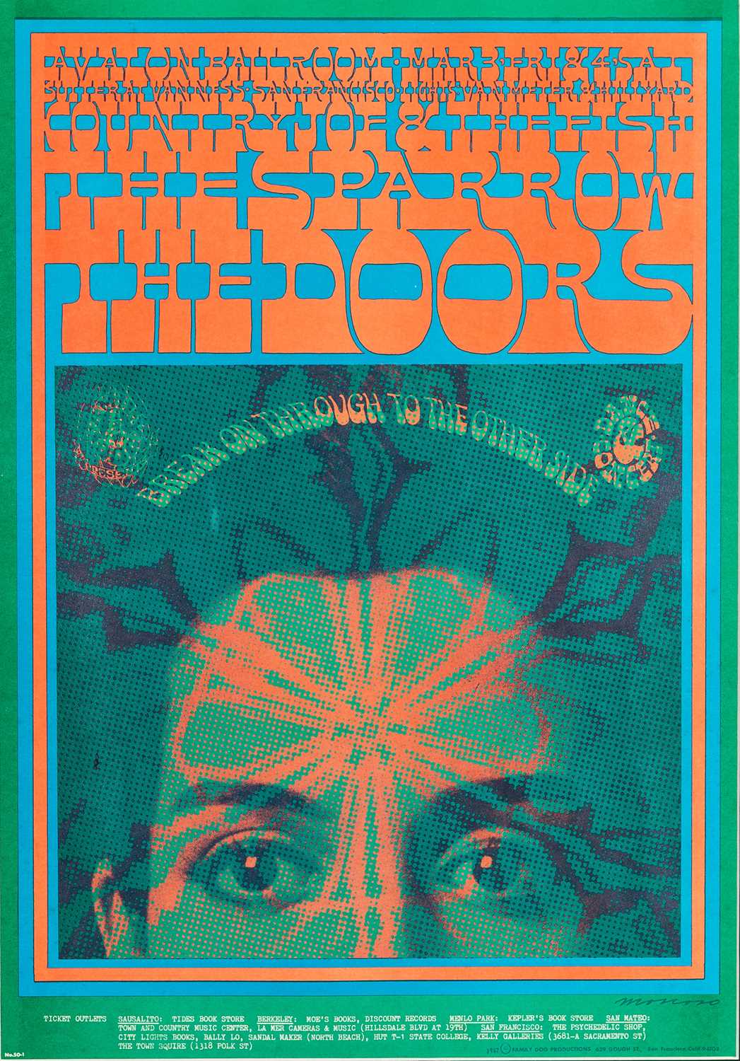Lot 138 VICTOR MOSCOSO THE DOORS FD50 POSTER lot-138-victor-moscoso-the-doors-fd50-poster