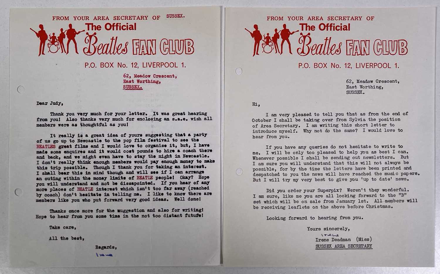 Lot 167 - THE BEATLES FAN CLUB SECRETARY