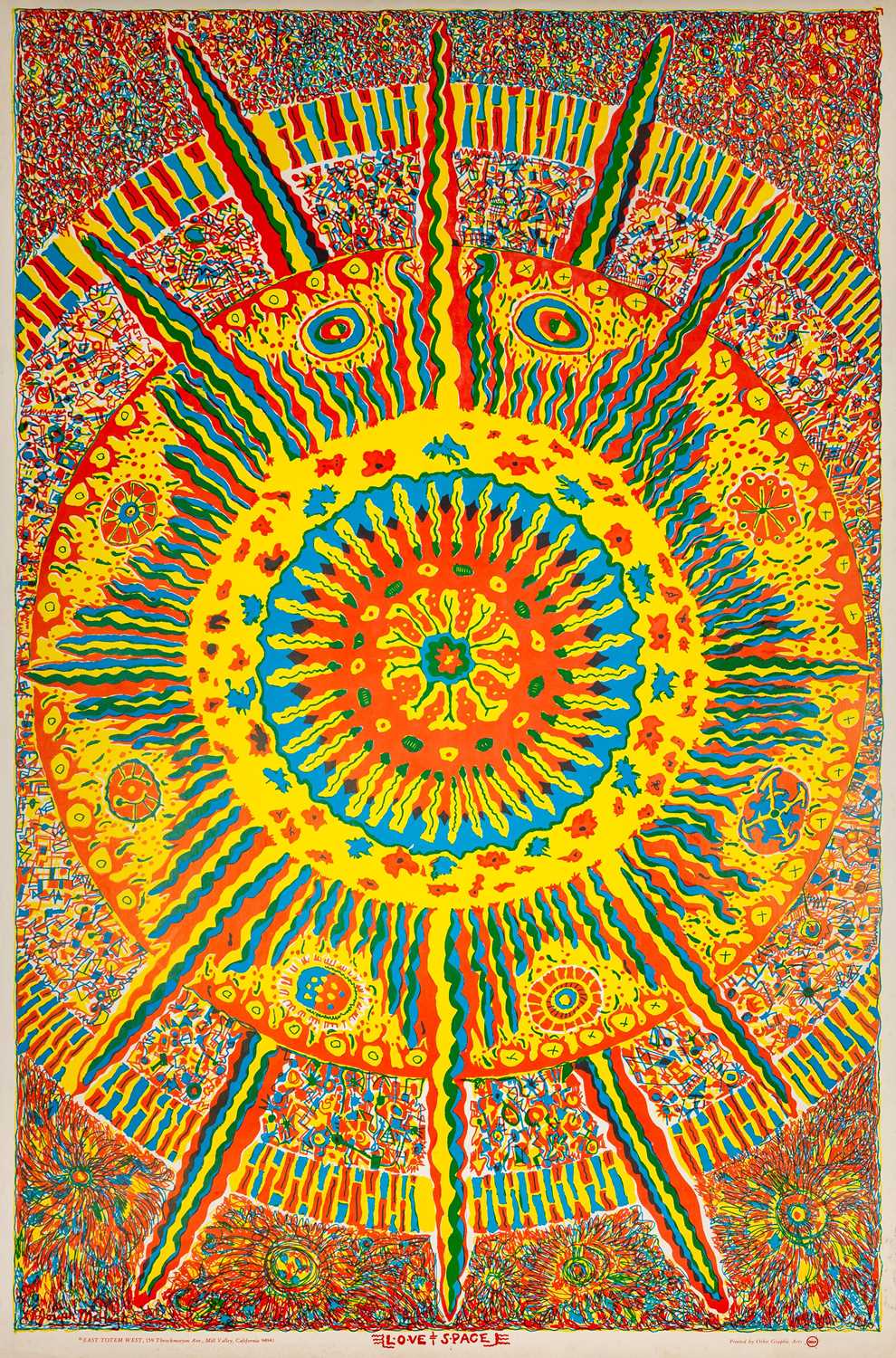 Lot 156 - JOSEPH MCHUGH - LOVE & SPACE, ORIGINAL 1967 BLACKLIGHT POSTER.