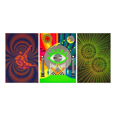 Lot 159 - POSTER PRINTS - PSYCHEDELIC DESIGNS C 1970S INC RAVI SHANKAR.