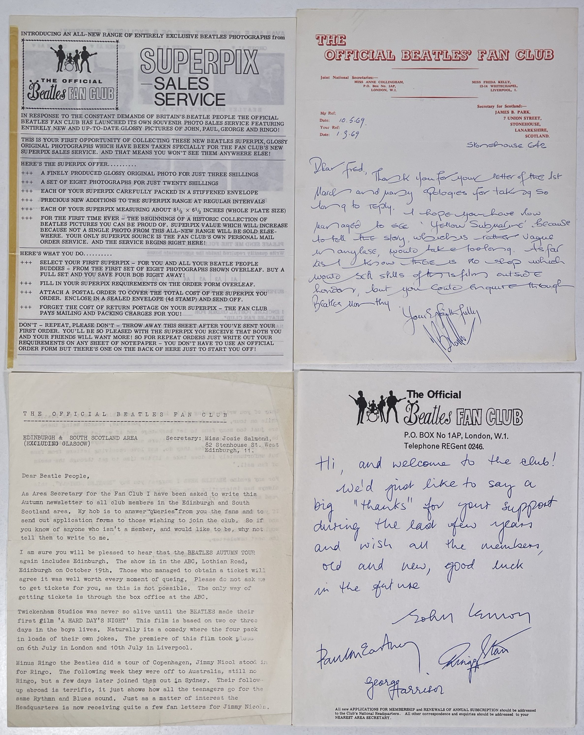 Lot 169 - THE BEATLES FAN CLUB AREA SECRETARY
