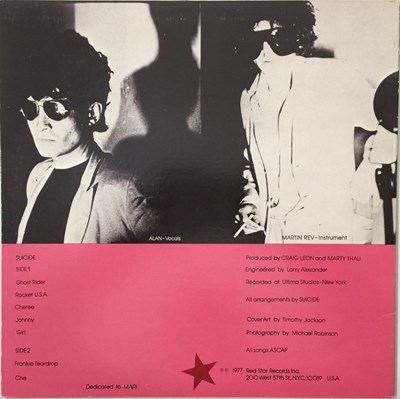 Lot 143 - SUICIDE - SUICIDE LP (US ORIGINAL PRESSING - RS 1)