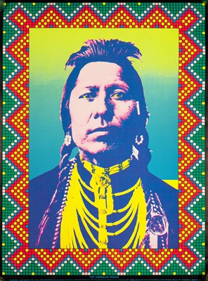 Lot 161 - ORIGINAL BLACKLIGHT POSTER - JOHN VAN HAMERSVELD, THE AMERICAN INDIAN, 1970