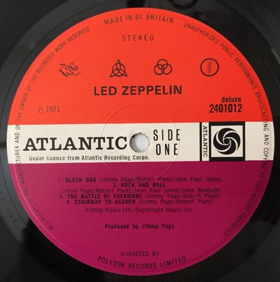 Lot 5 - LED ZEPPELIN - IV LP (UK OG - PLUM/ RED ATLANTIC - INVERTED FEATHER - 2401012)