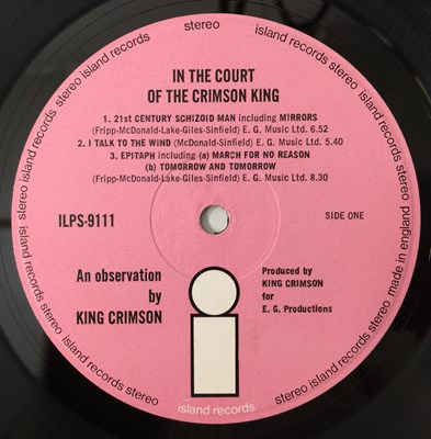 Lot 47 - KING CRIMSON - IN THE COURT OF THE CRIMSON KING LP (OK OG - PINK ISLAND - A2/ B3 - ILPS 9111).