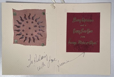 Lot 323 - THE BEATLES - CHRISTMAS CARD SIGNED BY OLIVIA HARRISON.