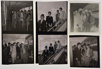 Lot 361 - THE MONTY FRESCO COLLECTION - THE BEATLES LEAVE LONDON AIRPORT FOR GERMANY, JUNE 1966 - NEGATIVES WITH COPYRIGHT.