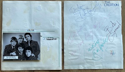 Lot 254 - THE CREATION & THE EASYBEATS SIGNED PAGES WITH...