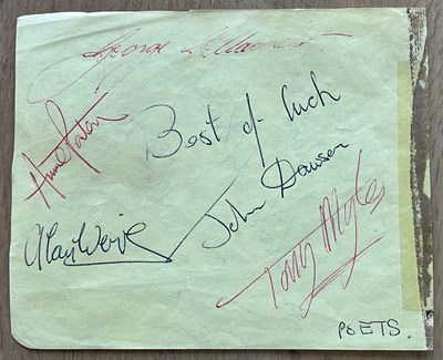 Lot 259 - THE POETS SIGNED PAGE AND 3 RECORD LABEL PROMO...