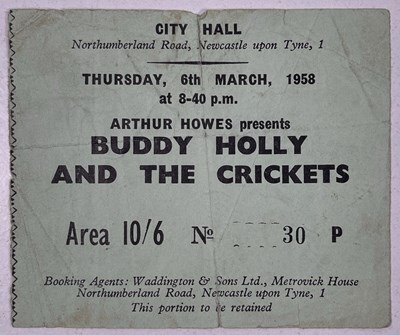 Lot 354 - BUDDY HOLLY AND THE CRICKETS - 1958 CONCERT TICKET STUB.