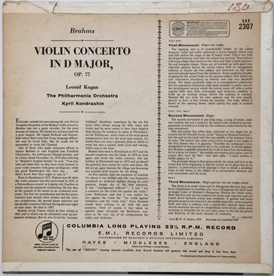 Lot 148 - LEONID KOGAN - BRAHMS: VIOLIN CONCERTO LP (UK STEREO - BLUE/ SILVER COLUMBIA - SAX 2307)
