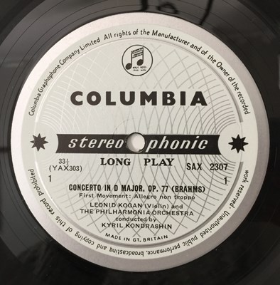 Lot 148 - LEONID KOGAN - BRAHMS: VIOLIN CONCERTO LP (UK STEREO - BLUE/ SILVER COLUMBIA - SAX 2307)
