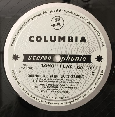 Lot 148 - LEONID KOGAN - BRAHMS: VIOLIN CONCERTO LP (UK STEREO - BLUE/ SILVER COLUMBIA - SAX 2307)