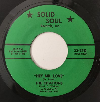Lot 18 - THE CITATIONS - HEY MR SOUL/ TWO FOR THE ROAD 7" (US SOUL - SOLID SOUL - SS-210)