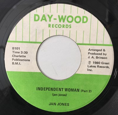 Lot 40 - JAN JONES - INDEPENDENT WOMAN/ PART 2 7" (US ORIGINAL - DAY-WOOD RECORDS - 101)