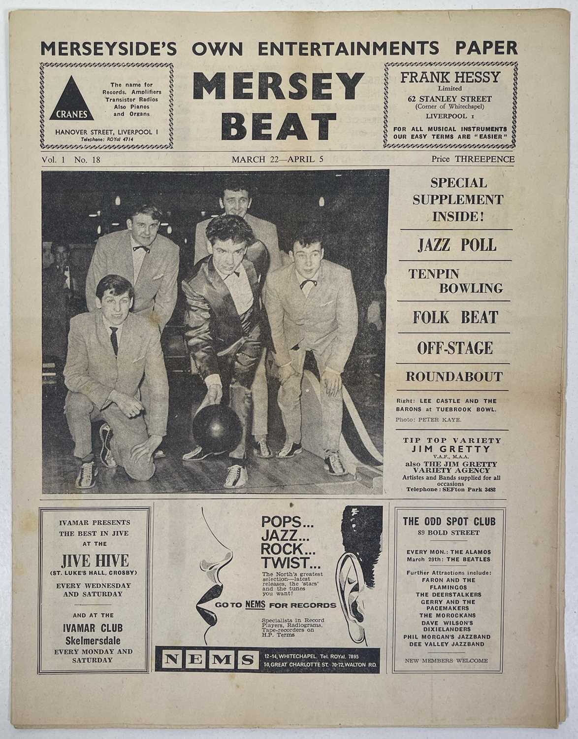 Lot 278 - ORIGINAL MERSEY BEAT NEWSPAPER - VOL 1 NUMBER 18 - BEATLES FEATURE.