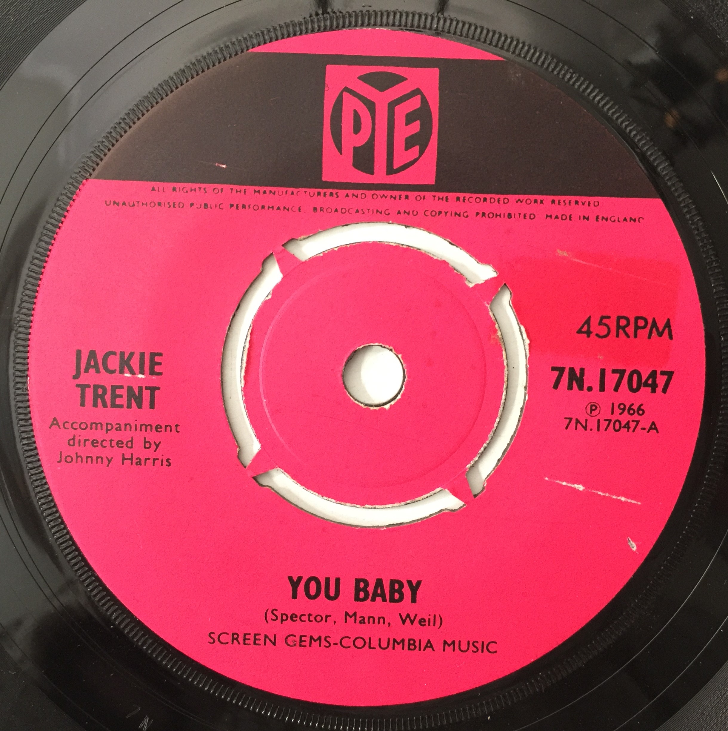 Lot 74 - JACKIE TRENT - YOU BABY 7 (PYE RECORDS -
