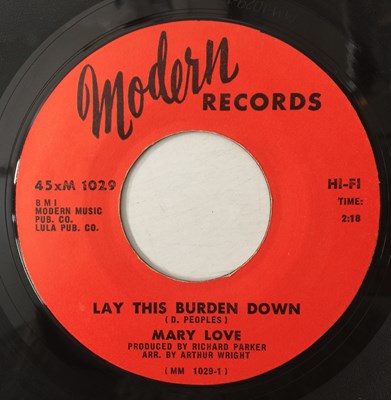 Lot 77 - MARY LOVE - LAY THIS BURDEN DOWN 7" (MODERN RECORDS 45XM 1029)