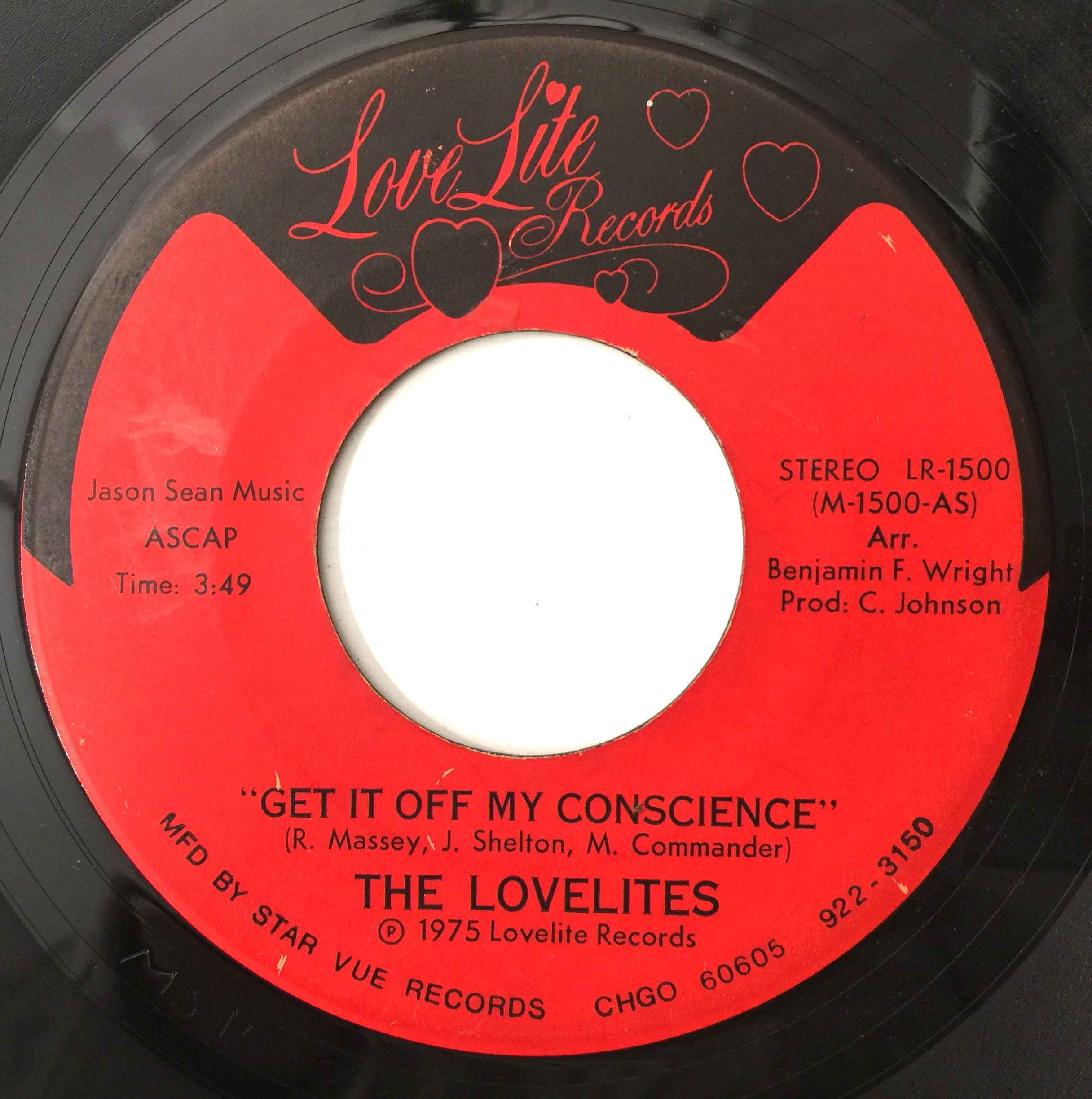 Lot 78 - THE LOVELITES - GET IT OFF MY CONSCIENCE 7