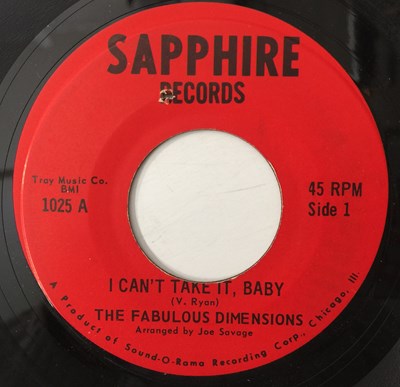 Lot 63 - THE FABULOUS DIMENSIONS - I CAN'T TAKE IT BABY/ INSTRUMENTAL 7" (US NORTHERN - SAPPHIRE - 1025)