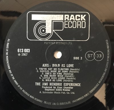 Lot 1012 - THE JIMI HENDRIX EXPERIENCE - AXIS: BOLD AS LOVE LP (COMPLETE ORIGINAL STEREO UK PRESSING - TRACK 613003)