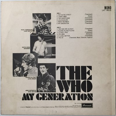 Lot 6 - THE WHO - MY GENERATION LP (UK OG - BRUNSWICK - LAT.8616)