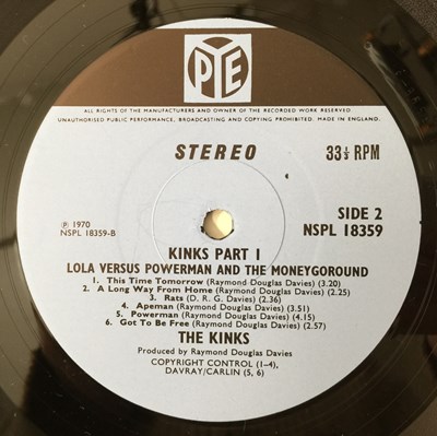 Lot 9 - THE KINKS - LOLA VERSUS POWERMAN AND THE MONEYGOROUND PT 1 LP (UK STEREO ORIGINAL - PYE - NSPL 18359)