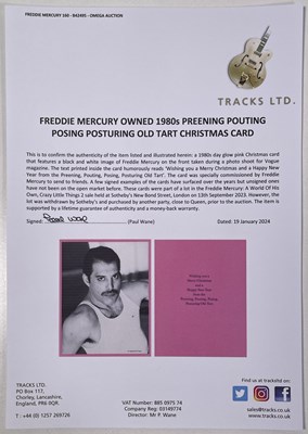 Lot 419 - QUEEN - FREDDIE MERCURY CHRISTMAS CARD FROM SOTHEBY'S SALE.