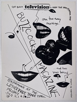 Lot 546 - BUZZCOCKS / MAGAZINE 1978 FREE TRADE HALL MANCHESTER FLYER - TONY WILSON ARCHIVE.