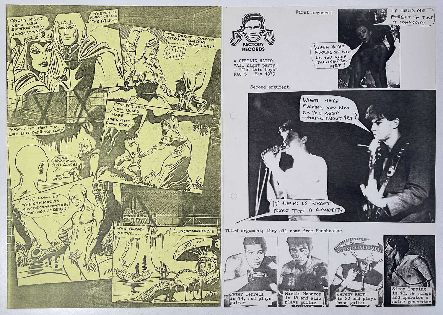 Lot 118 - MANCHESTER MUSIC - DURUTTI COLUMN / A CERTAIN RATIO HANDBILLS - TONY WILSON ARCHIVE.