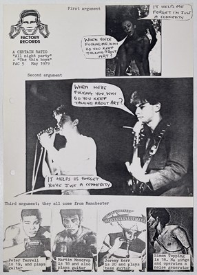 Lot 118 - MANCHESTER MUSIC - DURUTTI COLUMN / A CERTAIN RATIO HANDBILLS - TONY WILSON ARCHIVE.