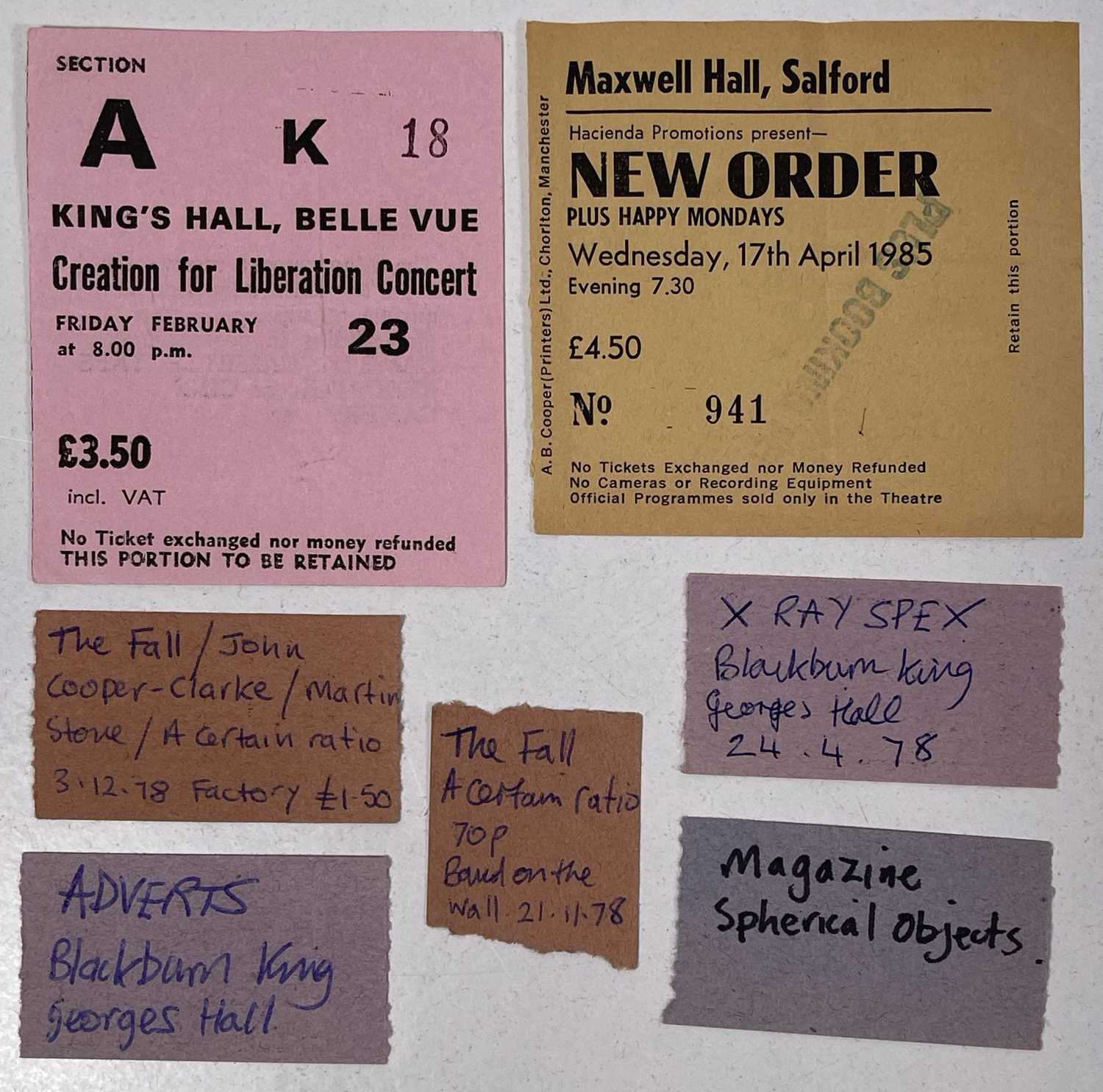 Lot 135 - PUNK CONCERT TICKETS INC JOHN LYDON / PIL / JOHN COOPER CLARKE.