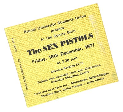 Lot 571 - THE SEX PISTOLS - 1977 BRUNEL UNIVERSITY TICKET