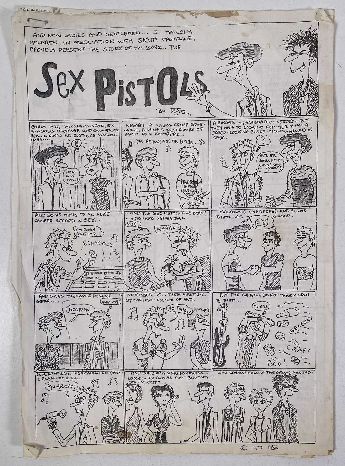 Lot 572 - THE SEX PISTOLS - MARK JAY SKUM CARTOON.