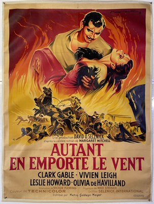 Lot 180 - GONE WITH THE WIND (1939) - AN ORIGINAL FRENCH GRANDE POSTER C 1953