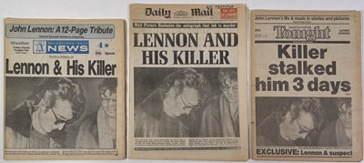 Lot 410 - JOHN LENNON DEATH NEWSPAPERS X 3