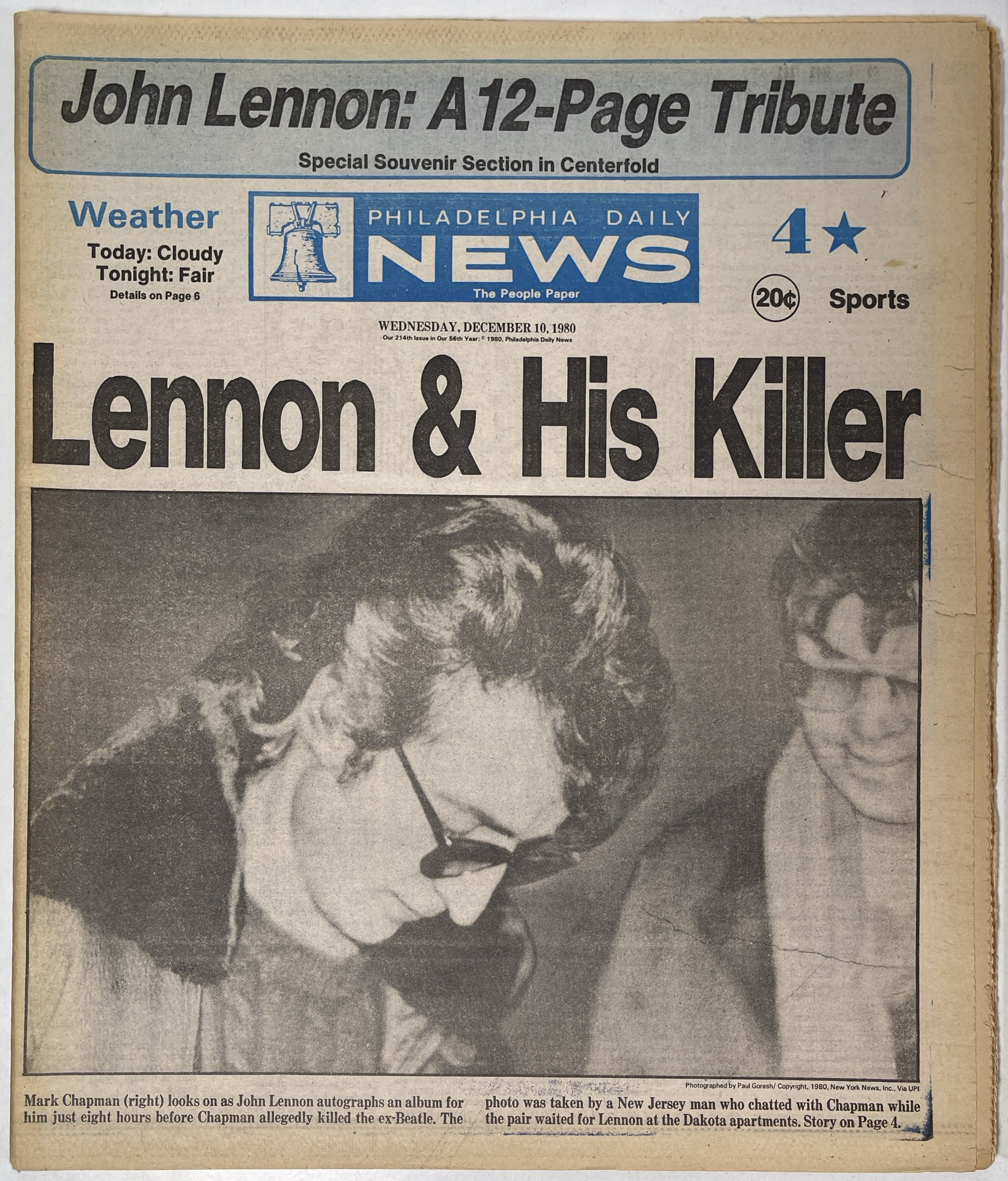 Lot 410 - JOHN LENNON DEATH NEWSPAPERS X 3