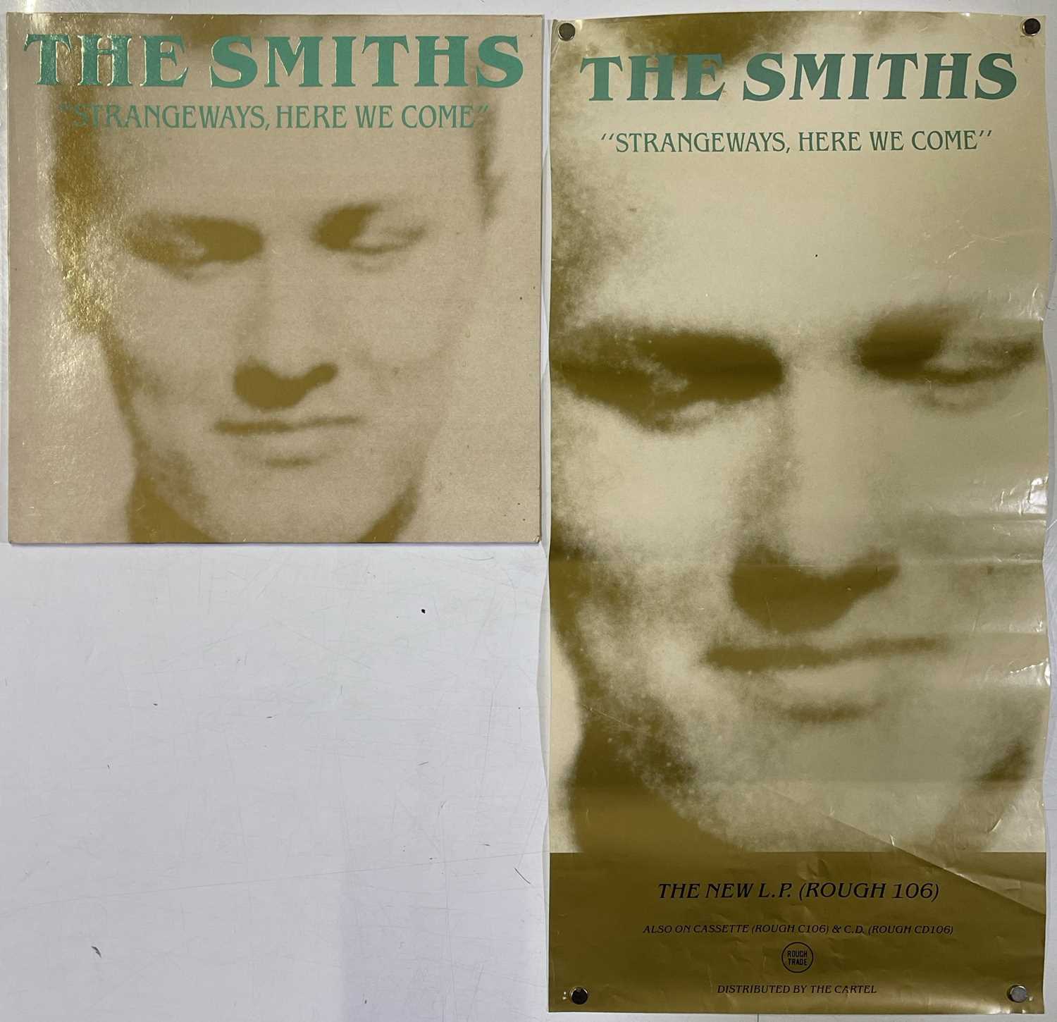 Lot 539 - THE SMITHS - ORIGINAL STRANGEWAYS PROMO POSTER AND GREEN TEXT SLEEVE.