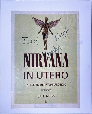 Lot 274 - NIRVANA - A FULLY SIGNED 'IN UTERO' MAGAZINE PAGE WITH EPPERSON COA.