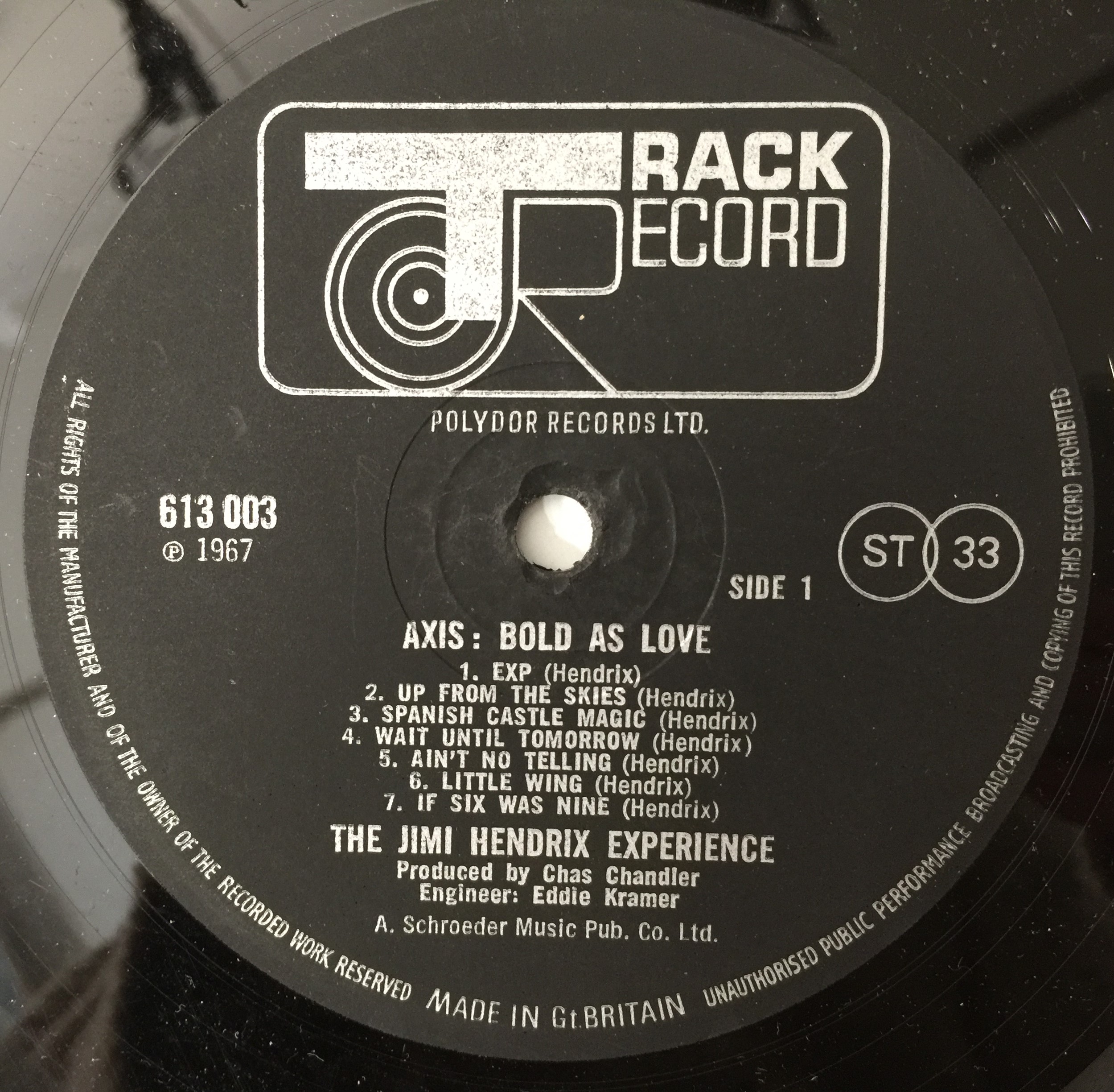 Lot 764 JIMI HENDRIX AXIS BOLD AS LOVE LP (UK
