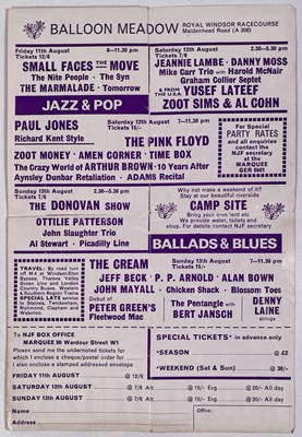 Lot 121 - CREAM / PINK FLOYD AND MORE - HANDBILLS INC JAZZ AND BLUES FESTIVAL.