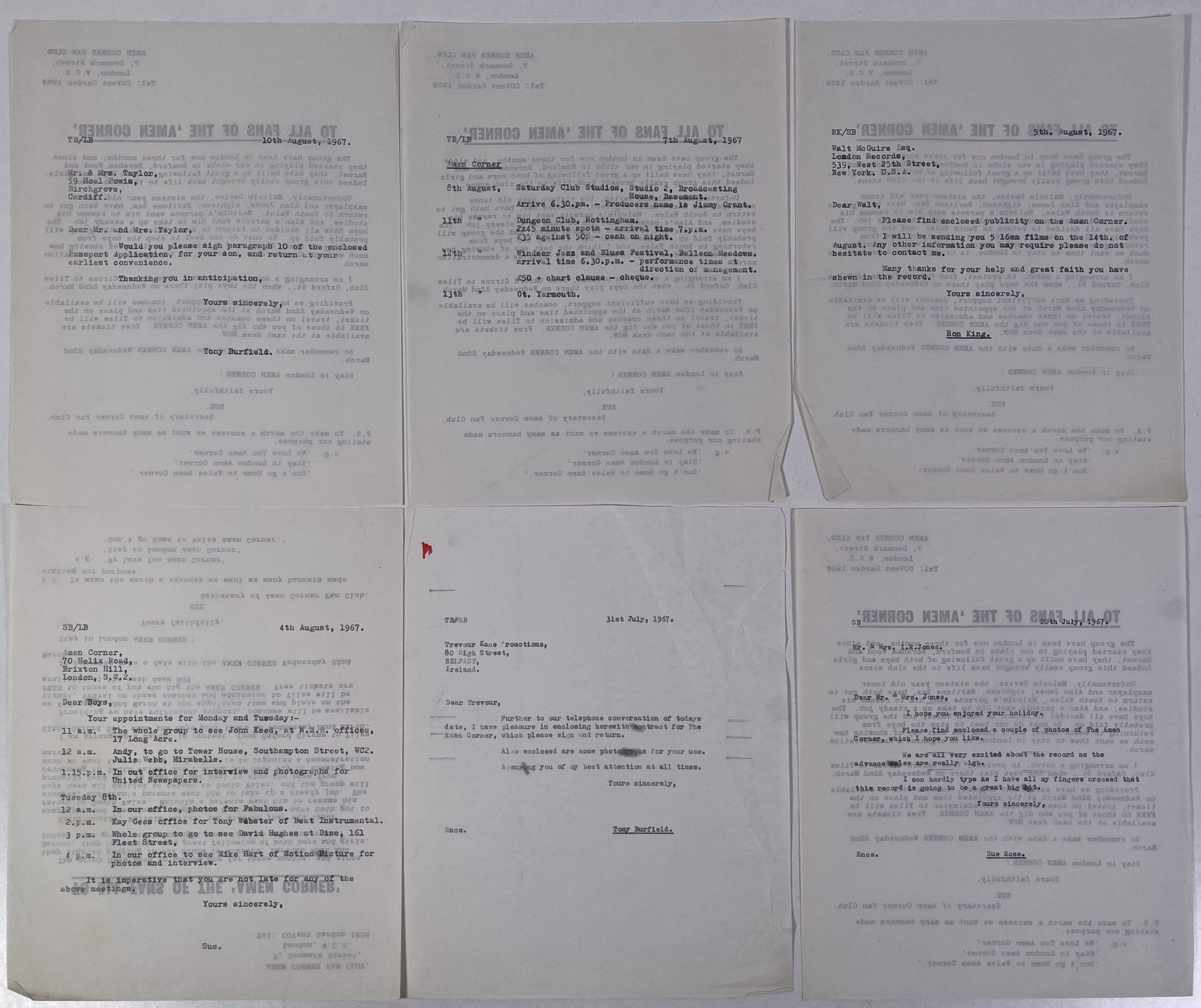 Lot 52 - AMEN CORNER - DOCUMENTS C 1967.