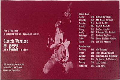 Lot 443 - MARC BOLAN / T.REX - ORIGINAL ELECTRIC WARRIORS TOUR HANDBILL.